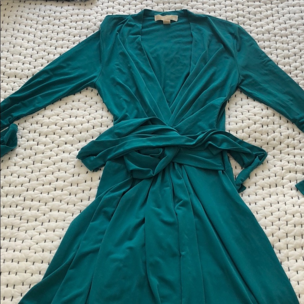 Size 6 michael kors teal wrap dress